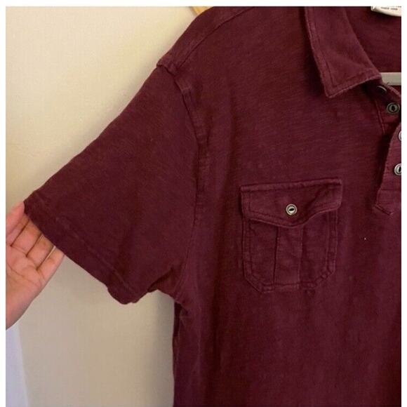 Lucky Brand Men’s Polos Large Set Of 2 Short Sleeve Shirts Gray Burgundy Pockets - Picture 4 of 10